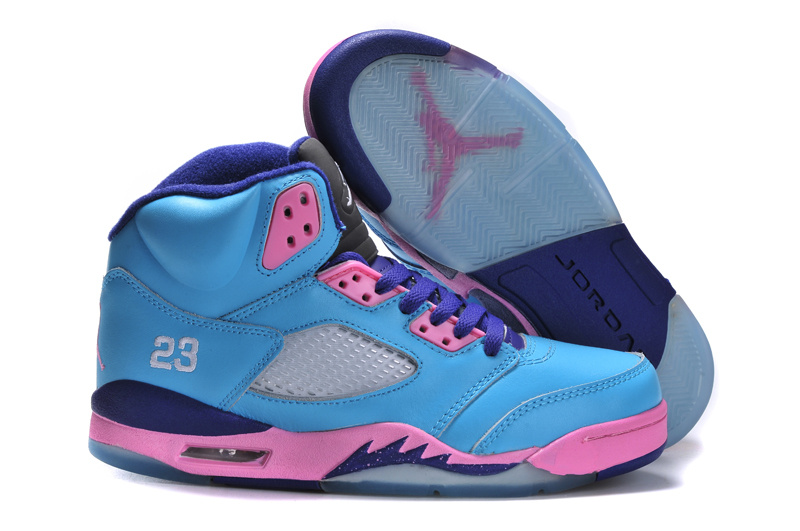 Air Jordan 5 Women Shoes Blue/Red Online